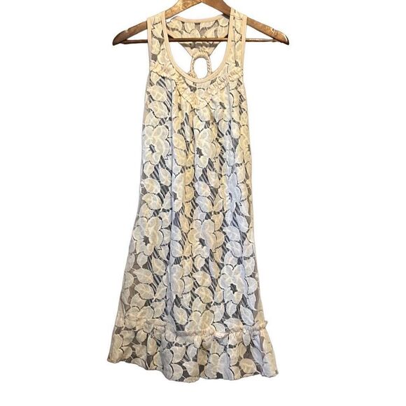 Lace Maxi Dress Sleeveless Cream Cottagecore Romantic Boho Beach Cover Up - Picture 1 of 9